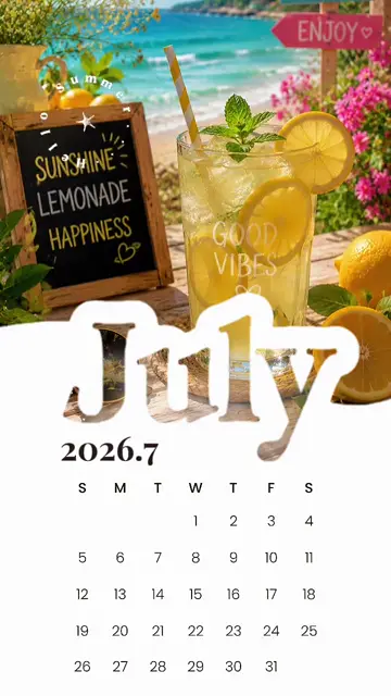 Превью шаблона «7月calendar(white)»