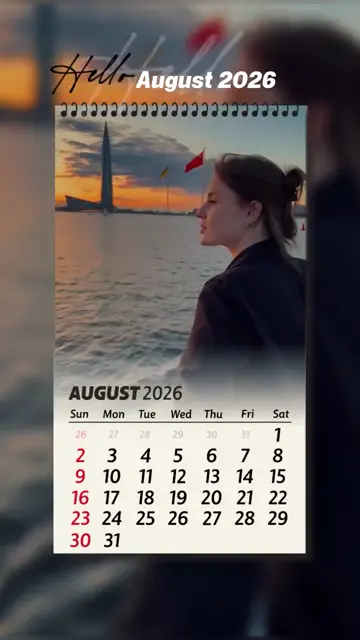 Превью шаблона «Calendar August 2026»