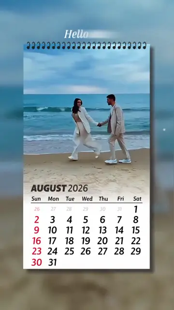 Превью шаблона «Calendar August 2026»